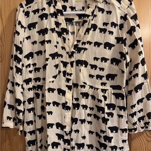 Black and White Bear Print Blouse